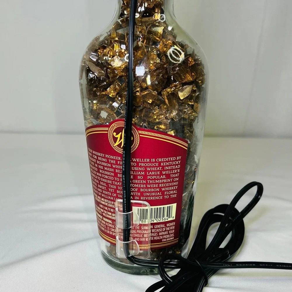 Weller Antique 107 Bourbon Bottle Lamp Upcycled Whiskey Decor with Linen Shade‎
